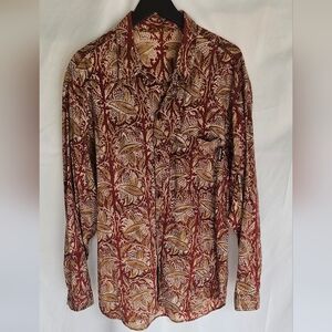 Vintage World Jungle Paisley Button Up Shirt Size Medium
